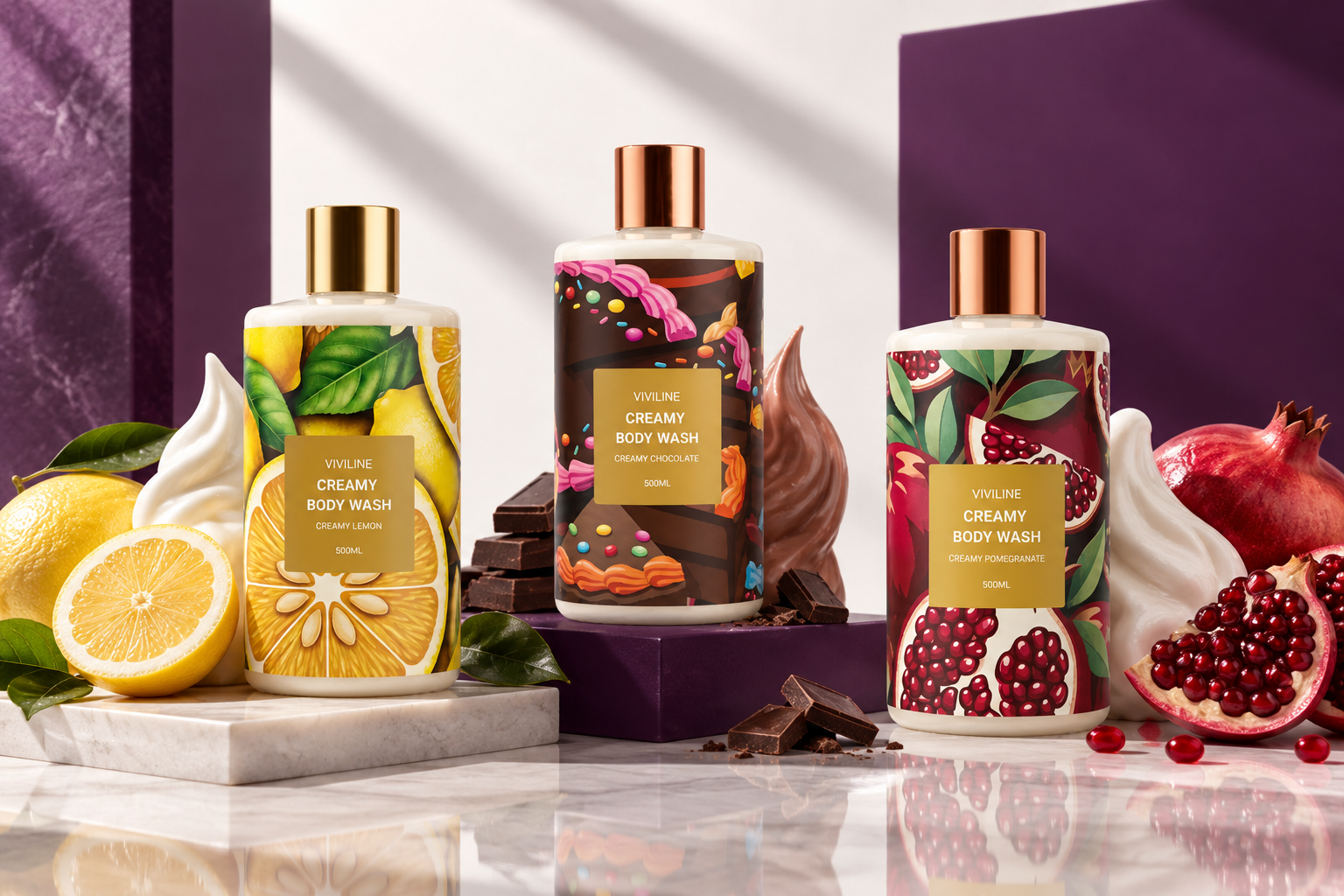 Creamy Body Washes VIVILINE campaign