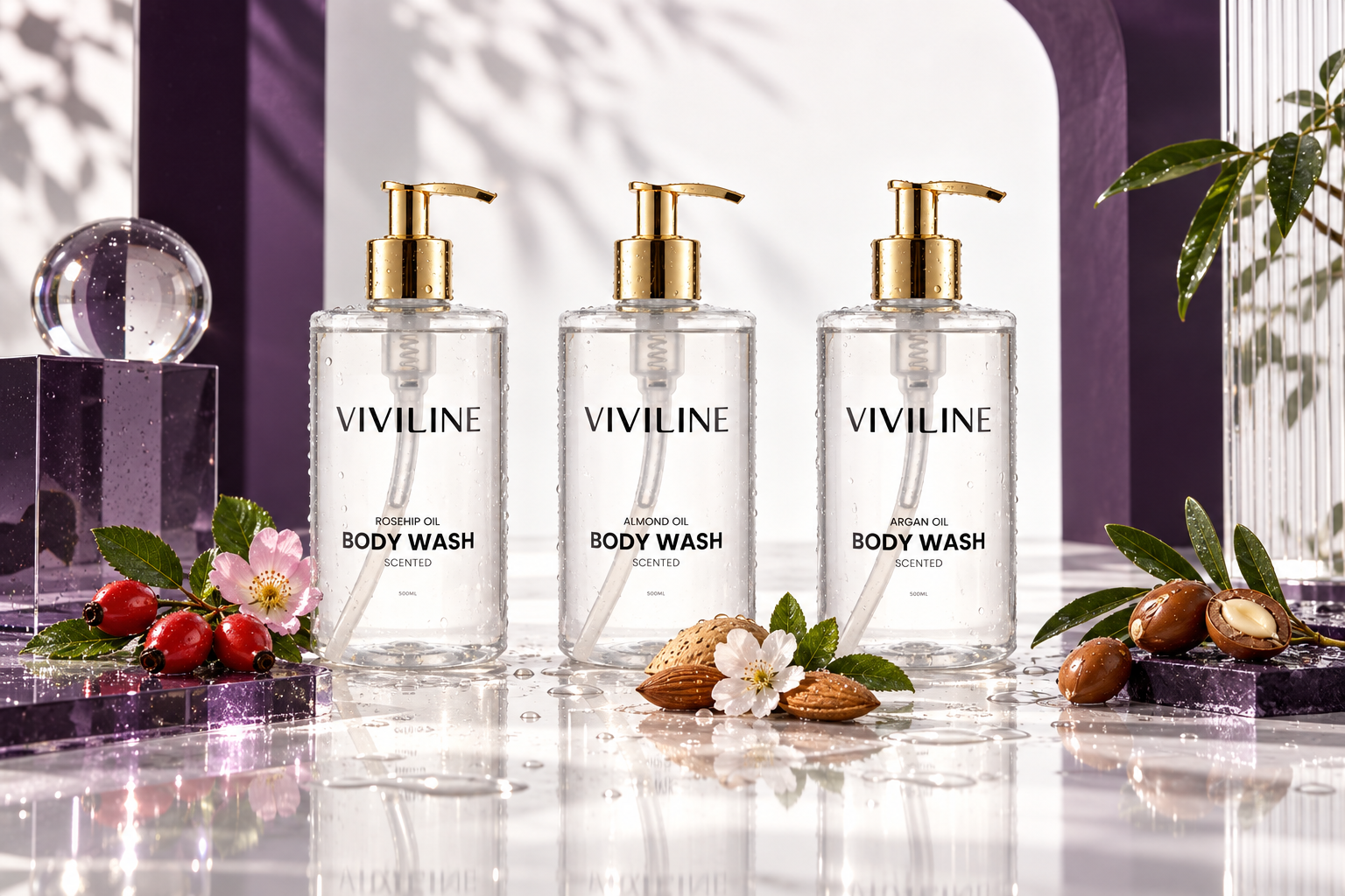 Natural Oil Body Washes VIVILINE campaign